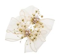 Outanaya Adornos para Zapatos Clip Desmontable, Lazo de Perlas y Red Fina, Ideales para Mujer y Niña en Bodas y Celebraciones, Set de 2 Unidades