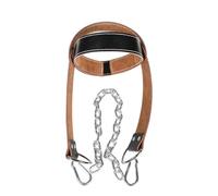 Outanaya Arnés de Entrenamiento de Cuello Ajustable de Cuero Negro Cadena de Acero Extra Larga y Acolchado Reforzado, Entrenador de Pesas para Hombros y Fortalecimiento Muscular en