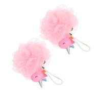 Outanaya Bola de Baño de Unicornio Esponja de Malla Pe Rosa para 2 Piezas Exfoliante para Baño Infantil