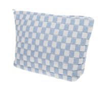 Outanaya Bolsa de Maquillaje Portátil Grande con Diseño Cuadros Azul y Lavable Multiusos para Cosméticos y Viaje Gran Capacidad para Almacenamiento Organizado
