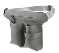 Outanaya Bolsa de Tijeras para Peluquería Cinturón Ajustable, Riñonera Gris de Cuero para Herramientas de Peluquero, Gran Capacidad para Tijeras, Peine y Cepillo, Uso Profesional en Salón