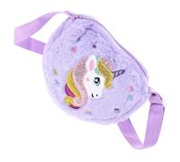 Outanaya Bolso de Hombro para Niñas Peluche Unicornio Corazón Morado, Bandolera Correa Ajustable, Bolsa de Almacenamiento para Teléfono y Objetos Pequeños, Adecuado para Fiestas