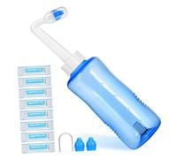 Outanaya Botella Para Enjuague Nasal 500 Ml Con Válvula Automática y Boquilla Angular Sistema De Riego Nasal Con Sobres De Sal Para y Alergias