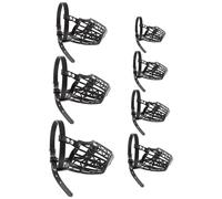 Outanaya Bozal de Sintética con Ajustable para de Plástico Diseño de Cesta Cómodo, Color Negro, Juego de 7 Piezas Antimordeduras para Perros y Medianos