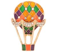 Outanaya Broche de Aleación Goteo de Aceite Forma Globo Aerostático, Broche Mujer Gemas de Imitación, Accesorio Festivo para Fiestas, Banquetes y Uso Diario