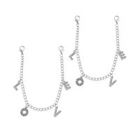 Outanaya Cadena para Zapatos Gemas de Imitación en Aleación Plata, Adorno Fashion para Mujeres y Niñas, 1 Par de Cadenas Decorativas Charm Love para Sandalias y Tacones
