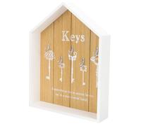 Outanaya Caja de Llaves de Pared Multifuncional Forma de Casa, Soporte de Almacenamiento de Madera Estilo Nórdico, Gancho Metálico Anticorrosión para Entrada y Recibidor, Organizador