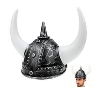 Outanaya Casco Vikingo Adulto con Cuernos de Plástico Ligero, Sombrero de Guerrero Romano Plateado para Disfraces, Fiestas de Carnaval y Cosplay, Accesorio de Mascarada Resistente