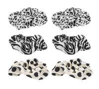 Outanaya Coleteros Cabello Estampado de Cebra y Vaca, 6 Piezas Surtidas, Accesorios Suaves para Niñas, Lazos Elásticos para Peinados Diarios, Fiestas y Deportes