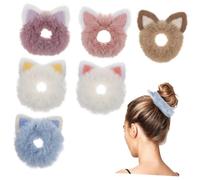 Outanaya Coleteros Pelo 6 Piezas Tamaño Único Orejas De Gato De Colores Surtidos, Banda Cabello Elástica y Esponjosa, Para Mujeres y Niñas Fiestas y Uso Diario