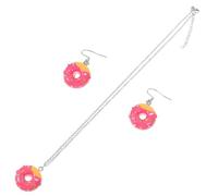 Outanaya Conjunto de Collar y Pendientes Resistente de Acero Inoxidable Diseño de Donut Decorativo para Mujer Ocasión Casual o Banquete