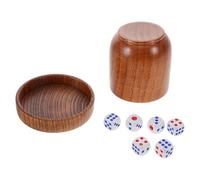Outanaya Cubilete de Dados de Madera Maciza Tapa, Juego de 5 Dados para Juegos de Bar, Ktv y Fiestas Sociales