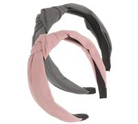 Outanaya Diadema Anudada de Mujer 2 Piezas, Banda Ancha Acolchada de Pu Cuero Sintético en Rosa y Gris, Accesorio para Cabello Otoño y Uso Diario, Diademas para Niñas y Mujer Elegante