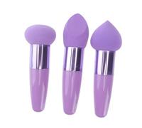Outanaya Esponjas de Maquillaje Pequeñas 3 Pcs Moradas Multiusos para Polvo y Base Herramienta Facial para Aplicación Seca y Húmeda Borlas Dobles para Maquillaje Profesional