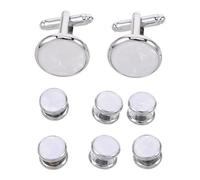 Outanaya Gemelos para Hombre Redondos de Concha y Esmalte para Camisa Puños Franceses, Accesorios Elegantes para Bodas, Negocios y Fiestas, Juego de Gemelos de Moda para Camisas Formales