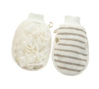 Outanaya Guantes Exfoliantes Cuerpo 2 Piezas de Lino, Guante de Baño Doble Cara, Removedor de Piel Muerta, Herramienta Exfoliante Corporal para Ducha y Viajes