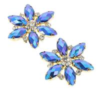 Outanaya Hebillas de Zapatos de Cristal 3x3 Cm, Clip para Zapatos de Novia en Par, Flor de Gemas de Imitación Azul Profundo Ab para Tacones y Sandalias, Accesorios Decorativos para Fiestas