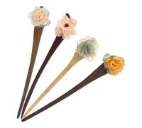 Outanaya Horquillas Chinas de Madera 4 Pcs para Mujer Accesorios de Pelo Hanfu Diseño Floral Retro y Duradero Vintage para Vestidos