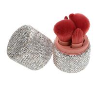 Outanaya Juego de Pinceles de Maquillaje Mini con Estuche Portátil con Tapa a Prueba de Polvo, Organizador de Brochas con Diseño de Gemas de Imitación para Viaje y Uso Profesional