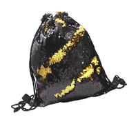 Outanaya Mochila Cordón de Poliéster y Lentejuelas Negras para Mujer, Práctica y Resistente, Adecuado para Festivales y Guardar Pequeñas Cosas
