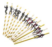 Outanaya Pajitas de Papel para Despedida de Soltera y Cumpleaños 12 Piezas Combinadas Oro Rayas y Rosa Fucsia para Bebidas Frías Decoración Fiesta Masculino y Femenino