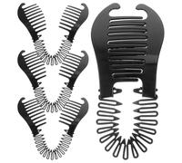 Outanaya Peines Dobles Pinzas Tipo Banana para Cabello Grueso, 4 Piezas de Plástico Negro, Flexibles y Fáciles de Usar para Peinados y Trenzas en Mujeres