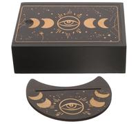 Outanaya Porta Cartas de Tarot de Madera Soporte y Tapa, Accesorio para Almacenamiento Fácil y Exhibición en Ambientes de Lectura Espiritual