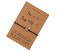 Outanaya Pulsera Ajustable de Aleación Diseño de Gato, Cuerda de Cera Resistente la Oxidación, Ideal para Expresar Cariño y Amistad en San Valentín