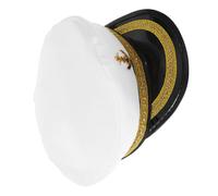Outanaya Sombrero de Capitán Unisex Blanco con Cinta Dorada Accesorio Náutico para Disfraces de Marinero Mujer y Hombre Fiestas para Role Play y Eventos Temáticos