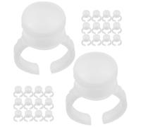 Outanaya Vasos Anillos de Pegamento para Pestañas, Copas de Anillo Medianas en Color Claro sin Divisores, 200 Unidades, Soporte Portátil para Pigmentos y Herramientas para Maquillaje