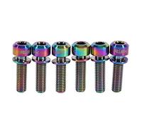 Outbit Tornillos para Vástago de Bicicleta - Aleación de Titanio M5 x 18 mm Juego de Tornillos para Vástago de Bicicleta con Arandelas para Vástago de Bicicleta MTB Paquete de 6 (Arco Iris)
