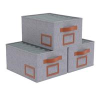 OUTBROS 3 Pcs Cajas de Almacenamiento, Contenedores Almacenaje de Jeans de Ropa Plegables, Cubos de armario Con 7 Rejillas, Organizador de cajones, Gris
