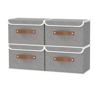 OUTBROS 4 Cajas de Almacenamiento Plegables, 38x25x25 cm Cesta Almacenaje con Tapa, Organizadoras Armarios, Para Contenedores para Guardar Ropa, Gris