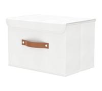 OUTBROS Caja Almacenaje con Tapa, Cubos de Tela Lavable, Juegos de Organizadoras con Tapa y Asa, Contenedores de Almacenamiento Plegable, 45 x 30 x 30 cm, 1 Unidades, Blanco