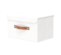 OUTBROS Cajas Almacenaje Lavable, Cubos de Ropa, Cesta de Almacenamiento Plegable, Juegos de Organizadoras con Tapa y Asa, Contenedores de Tela para Ropa, 33 x 23 x 20 cm, 1 unidades, Blanco