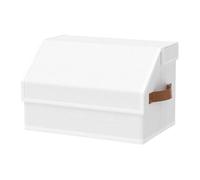 OUTBROS Cajas de Almacenamiento, Caixas Almacenaje Tela con Mango, 38x25x25 cm Contenedores Plegable, Organizador de Cesta de Ropa y Libros, Blanco, 1 pieza