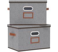 OUTBROS Cajas de Almacenamiento con tapas, Cestas de Almacenaje para estantes, Plegables Contenedores de tela para el hogar y la oficina, 45 x 30 x 30 cm, Gris, paquete de 2
