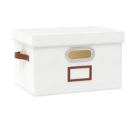OUTBROS Cajas de almacenamiento plegables, cestas de almacenaje para estantes, Contenedores con tapas de organizadora, cubos caixas decorativa de 33 x 23 x 20 cm, Blanco