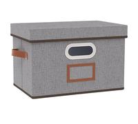 OUTBROS Cajas de almacenamiento plegables, cestas de almacenaje para estantes, Contenedores con tapas de organizadora, cubos caixas decorativa de 38 x 25 x 25 cm, Gris