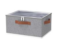 OUTBROS Cajas de Almacenamiento plegables, Contenedor Organizadoras con Tapa, Caixas de Armarios de Ropa, Cesta Almacenaje Tela, 40x30x20 cm, Gris, 1 Piezas