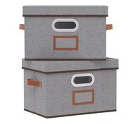 OUTBROS Juego de 2 Cajas de almacenamiento plegables, cestas de almacenaje para estantes, Contenedores con tapas de organizadora, cubos caixas decorativa de 38 x 25 x 25 cm, Gris