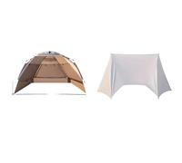 Outdoor 3-4P One-Touch Camping Tent Quick Automatic Opening Beach Fishing Family Travel Picnic Park Shade(Khaki 1)