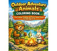 Outdoor Adventure Animals Coloring Book: Fun Fishing, Camping, and Forest Animal Scenes for Kids Ages 4-8 | 8.5 x 11 In, 62 pages