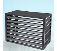 Outdoor Air Conditioner Cover Privacy Fence Screen Rack Balcony Louvered Plant Shelf Windproof Sun Proof Freestanding Grey 100x70x50cm