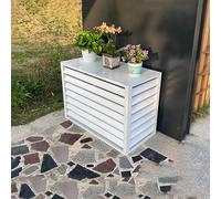 Outdoor Aluminum Air Conditioner and Heat Pump Cover Air Conditioner Fence Screen Plant Display Rack Storage Shelf and Condenser Protective Cover White