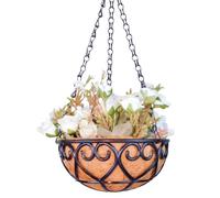 Outdoor Baskets Plants - Palm Liner Iron Planter for Patio Decoration | 25x12cm, Resin Round Hanging Pot for Garden Lawns, Wire Plant Holder with Chain Courtyard, Backyard Yardware Florists