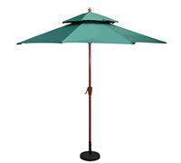 Outdoor Beach Patio Umbrella 2.7m/9ft, Wooden Grain Garden Parasol Sun Umbrella with Crank and 8 Sturdy Ribs