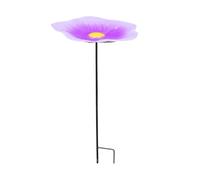 Outdoor Bird Bath - Flower Stake Water Bowl | Iron Garden Decor | Hierro flower stake with water bowl, adecuado para pájaros y butterflies in outdoor gardens.