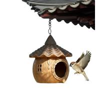 Outdoor Bird House - Vintage Weather-Resistant Resin with Chain | Garden Hummingbird Nest for Bluebird Robin Wren Swallow Balcony Windowsill Courtyard Yard