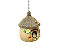 Outdoor Bird House, Weather Resistant Floral with Metal Chain Design, Bird | Bird Nest Outdoor Decoration for Bluebird Robin Wren Swallow Balcony Courtyard Yard Parks